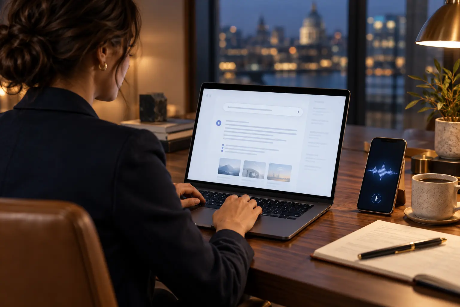 Automation project: a professional asking an AI assistant a question on a laptop
